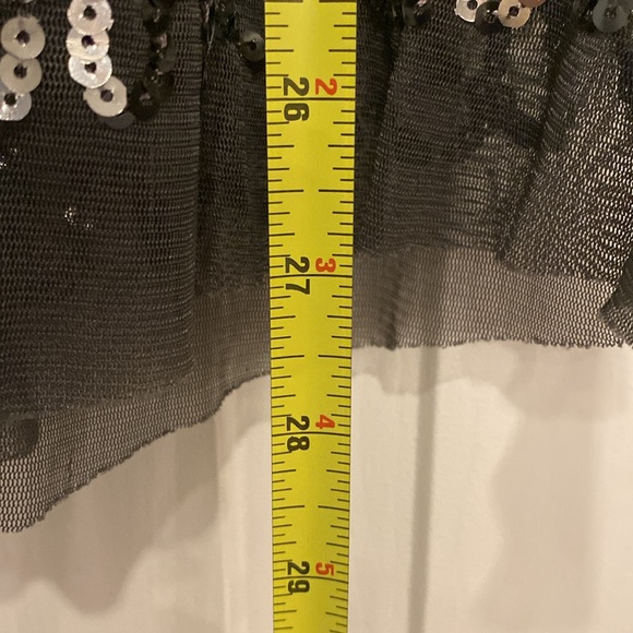 LIPSTICK - tank: black mesh semi-sheer racerback w silver sequins & stars - L - Picture 7 of 16